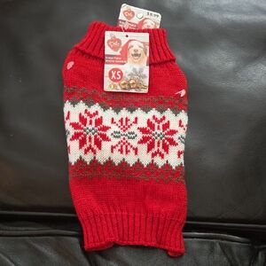 Red Snowflake Dog Sweater XS